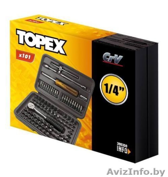 Набор насадок и принадлежностей, воротки 101шт, Topex 39D359 - Изображение #4, Объявление #1319449